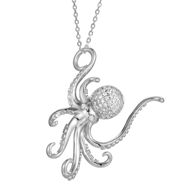Sterling Pave Crystal Octopus Necklace