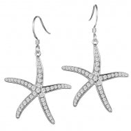 Sterling Silver Pave CZ starfish earrings