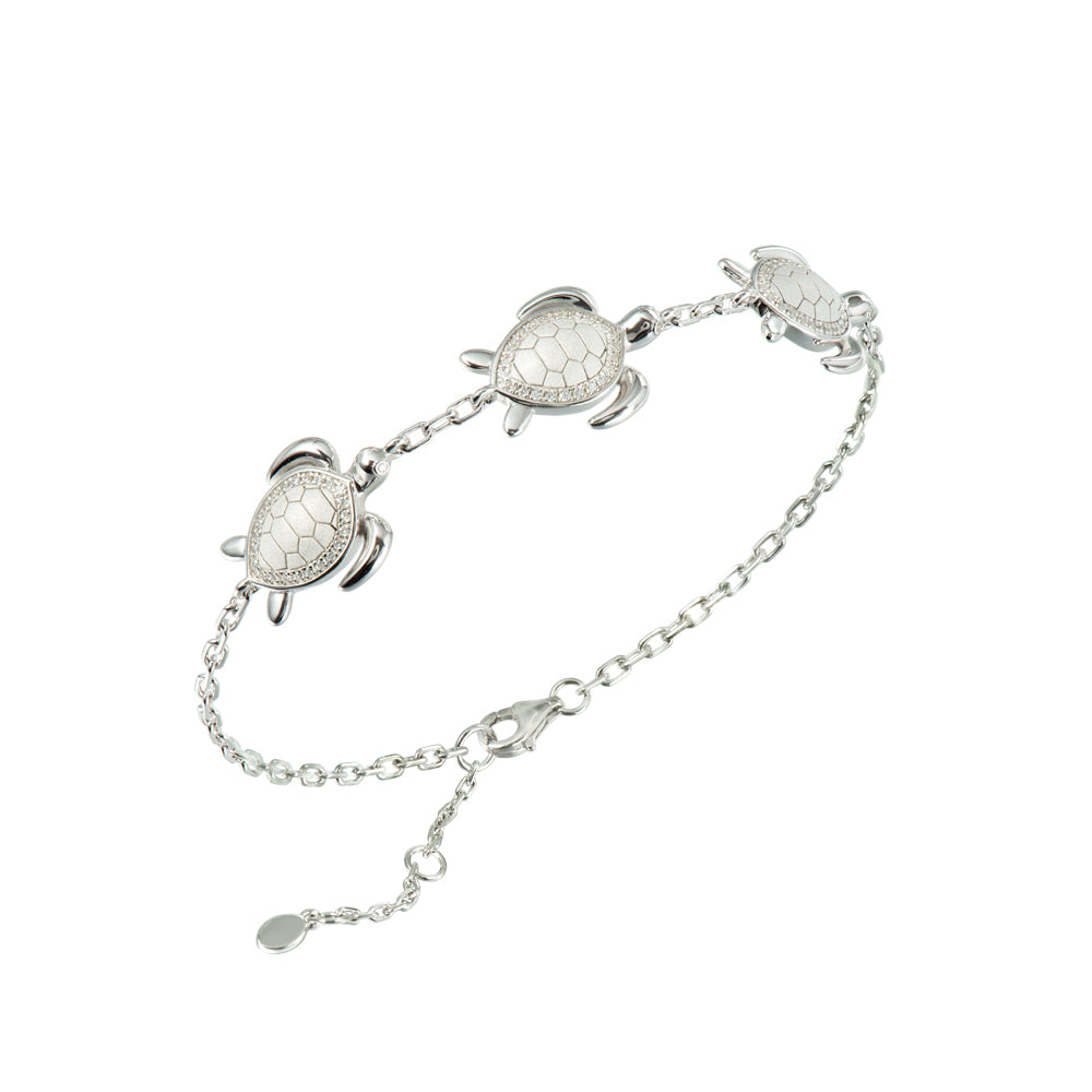 Sterling Silver 3 Turtle station bracelet