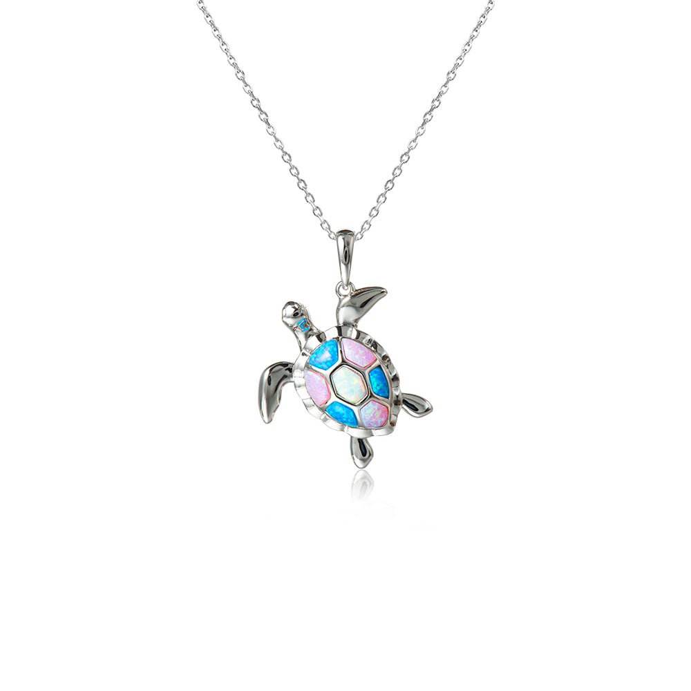 Sterling SilverTri-Color Opal Turtle pendant