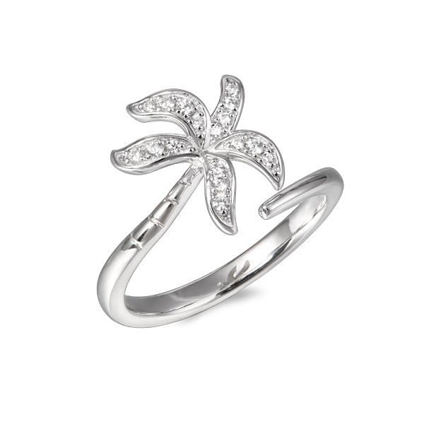 Sterling silver cz palm tree ring