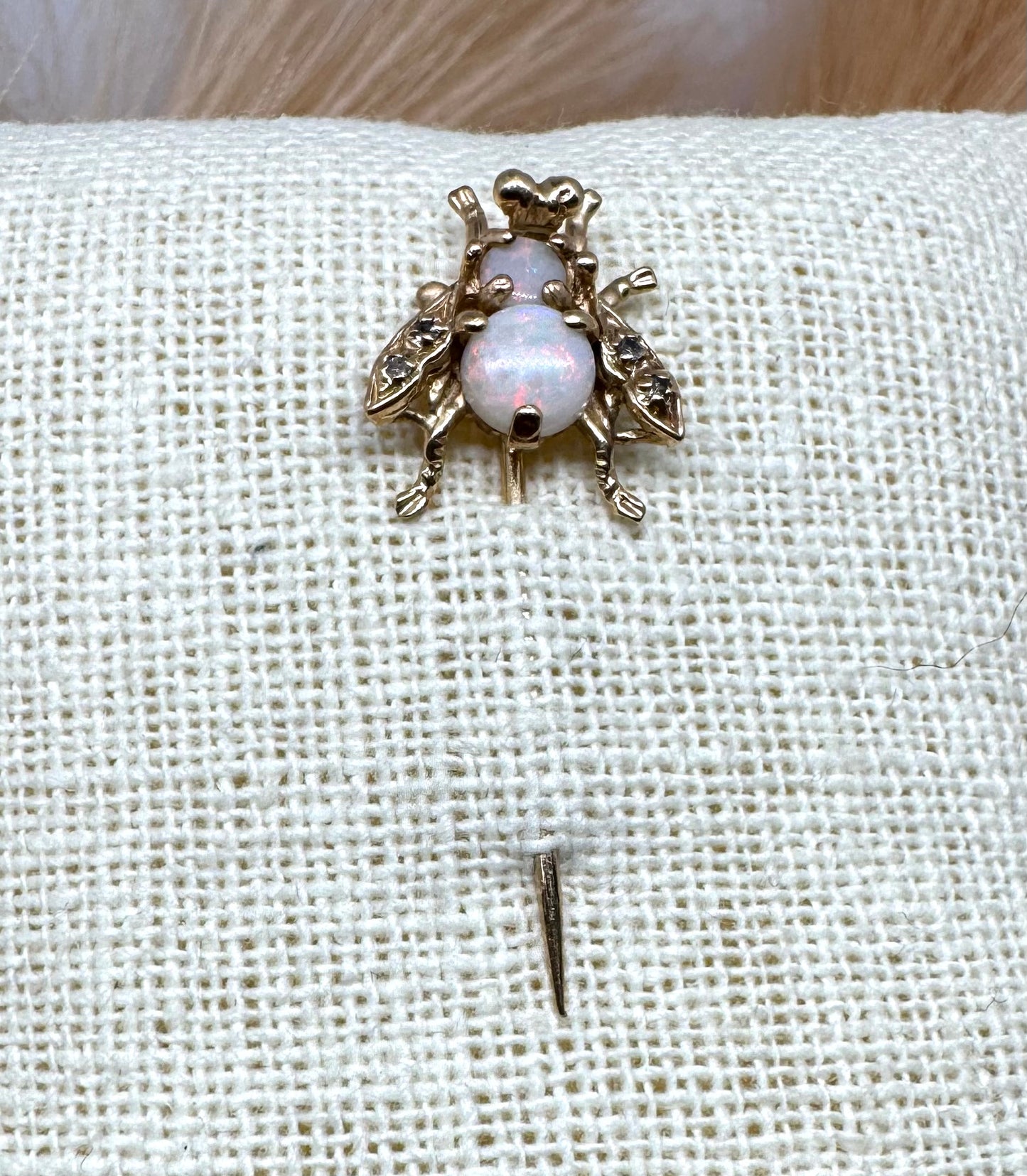 14KY Diamond and Opal Fly pin
