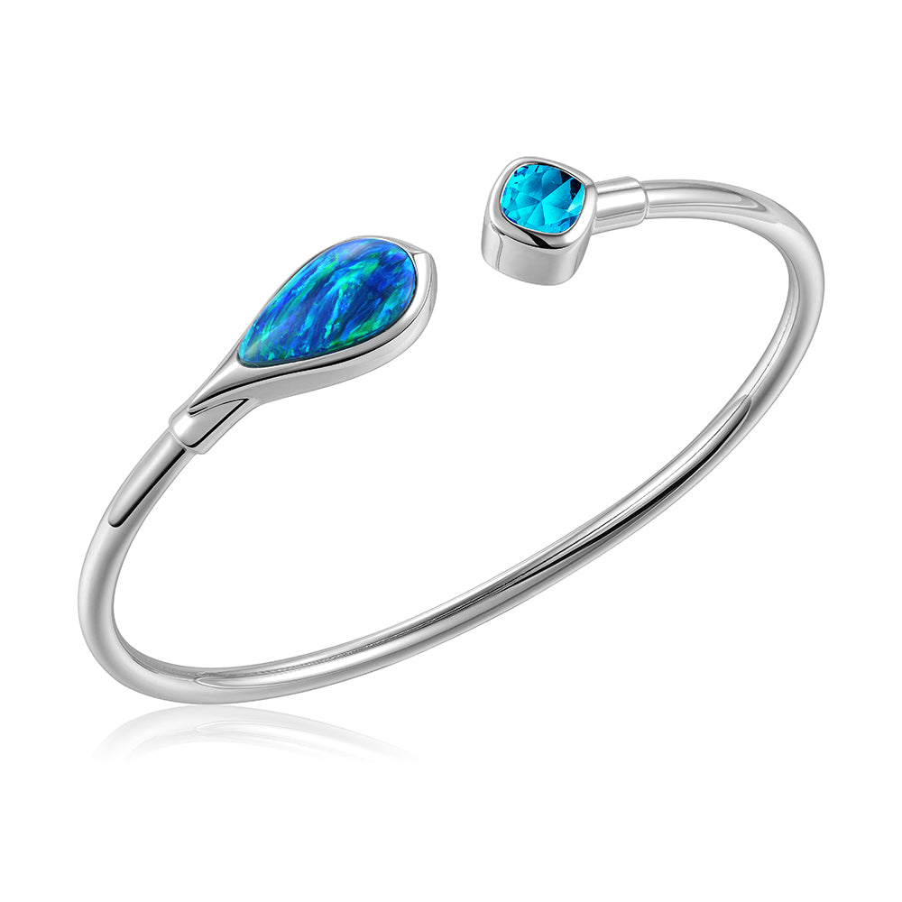 Sterling Silver green opal + sky blue topaz
