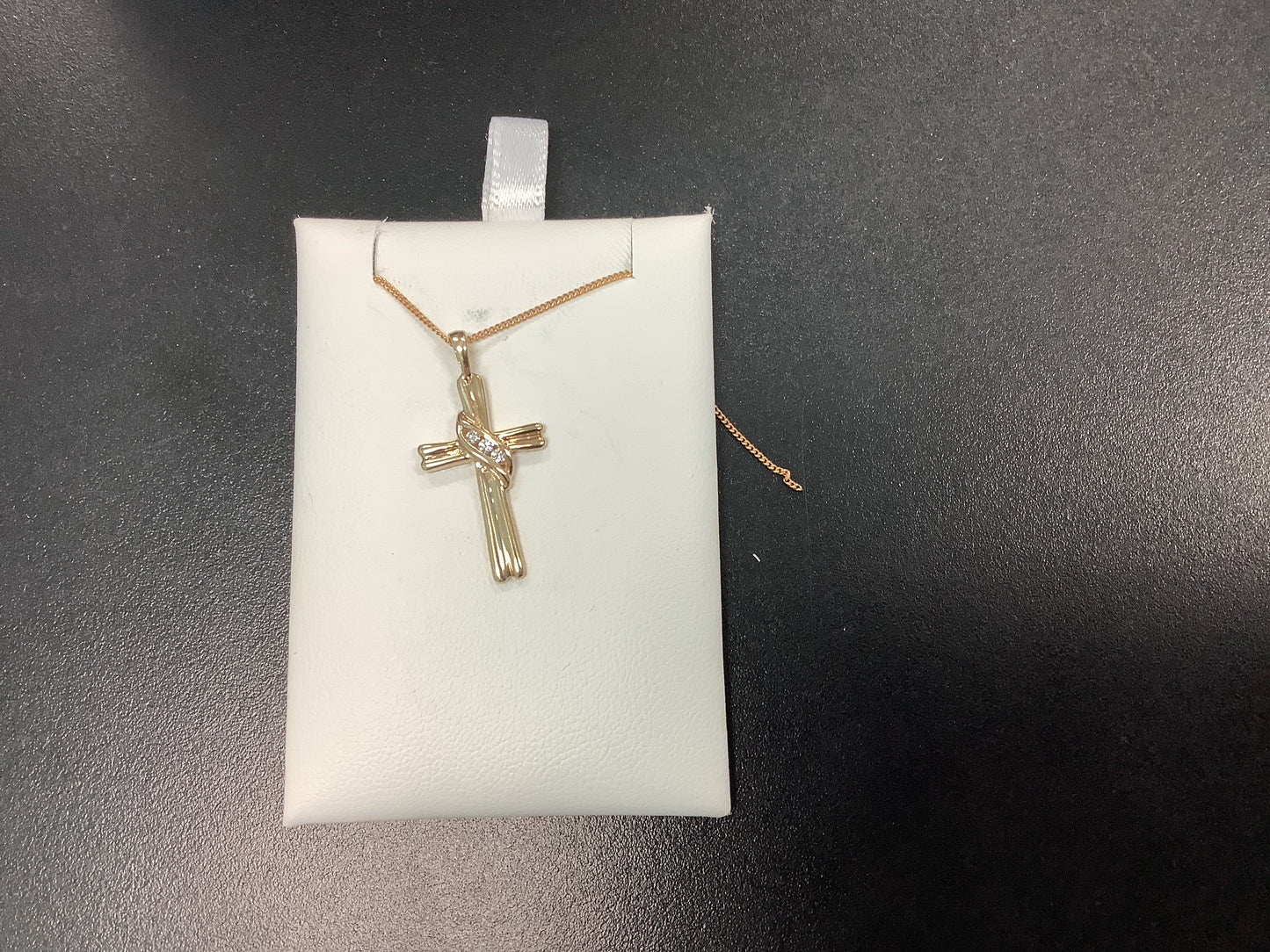 14KY Cross Pendant D-03 .05CTW 29.0 X 14.5
