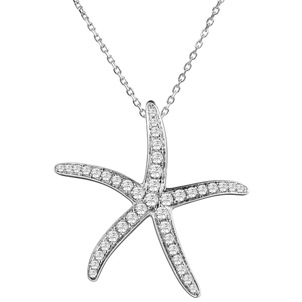 Sterling Silver Pave CZ starfish pendant
