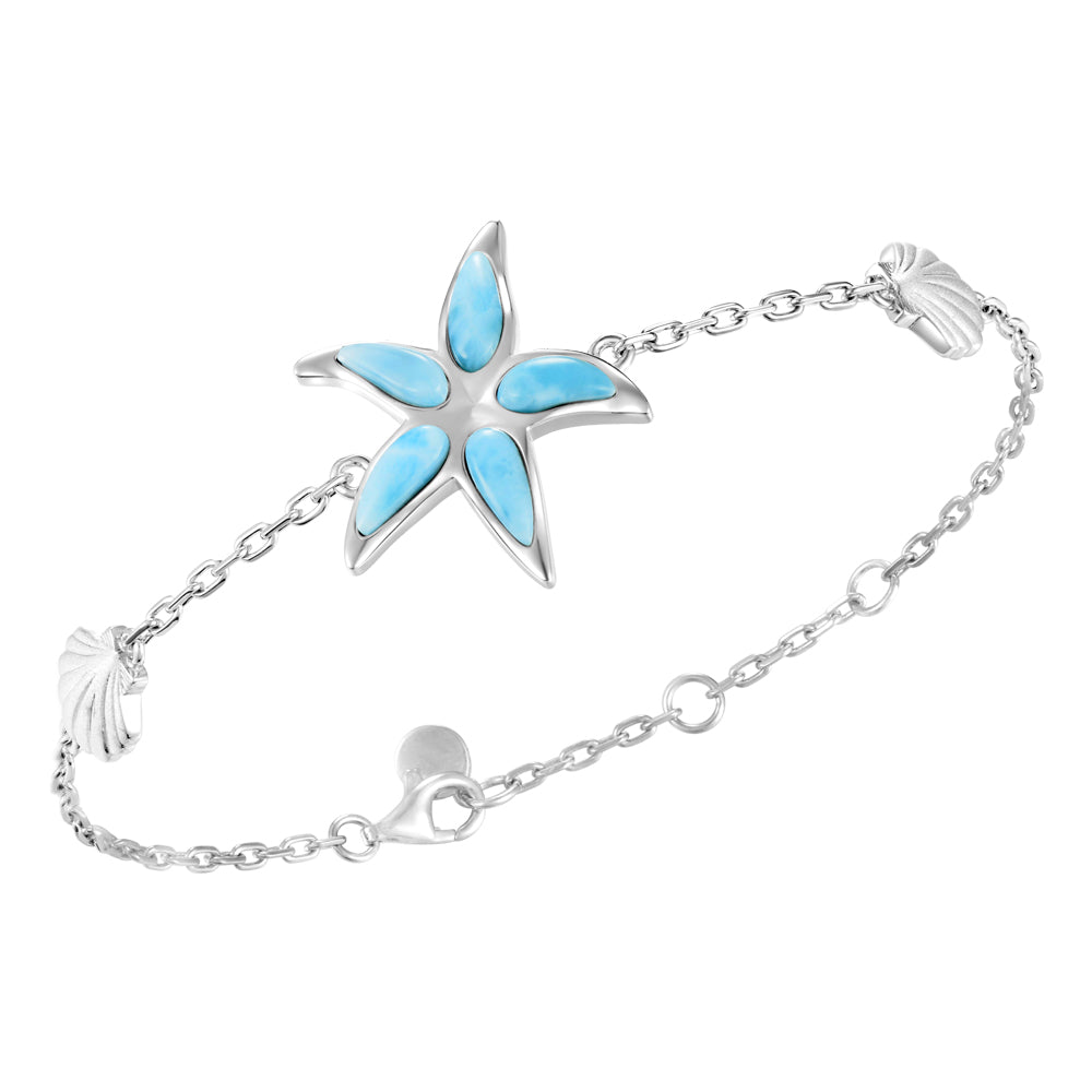 Sterling silver Larimar station bracelet
