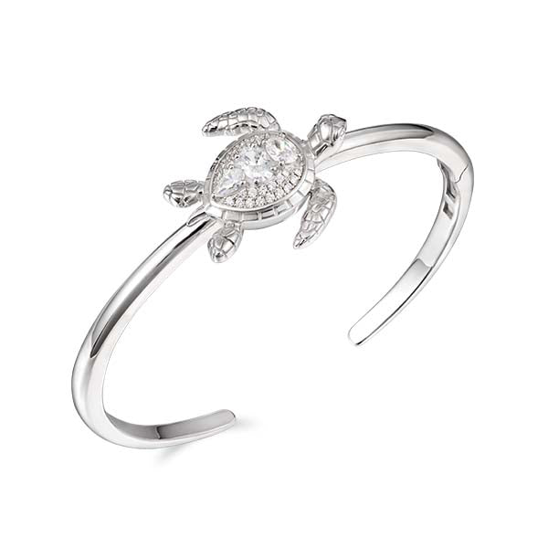 Sterling Silver Blue Topaz Turtle Bangle Bracelet