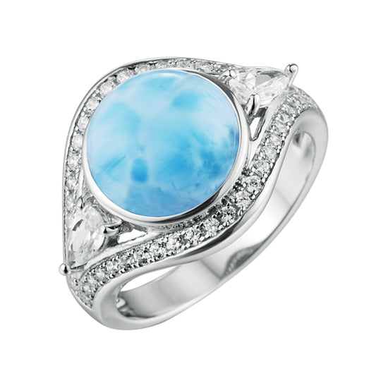 Larimar and CZ Abstract Ring
