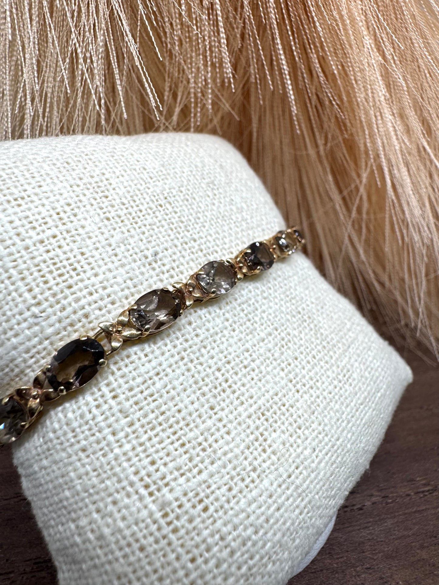 14K Yellow Gold Smokey Topaz 7" Bracelet (7.1g)