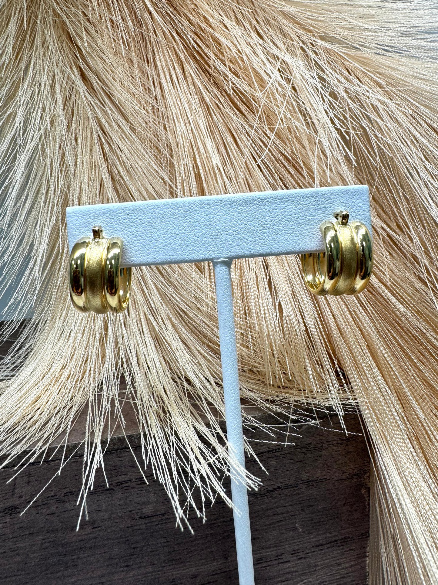 18K Yellow Gold Brush Finish Wide Hoops (4.6g)