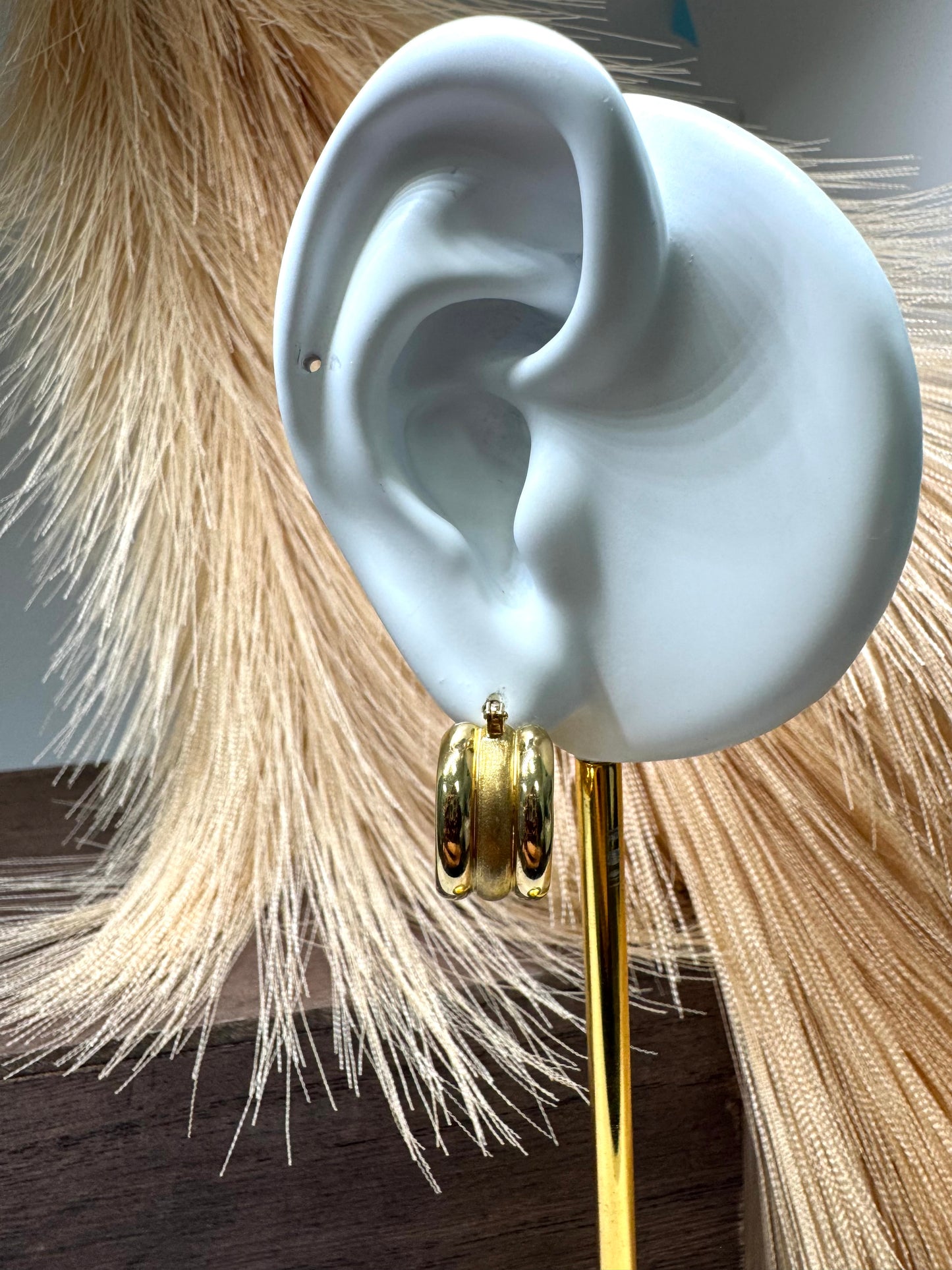 18K Yellow Gold Brush Finish Wide Hoops (4.6g)