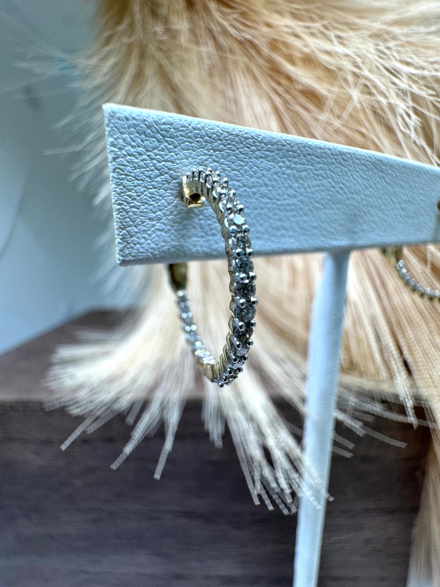 10K Yellow Gold In & Out diamond hoop earrings - 1/2ctw (3.2g)