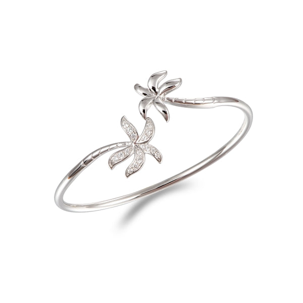 Sterling Silver Double Palm Tree Cuff Bracelet - 6.5"