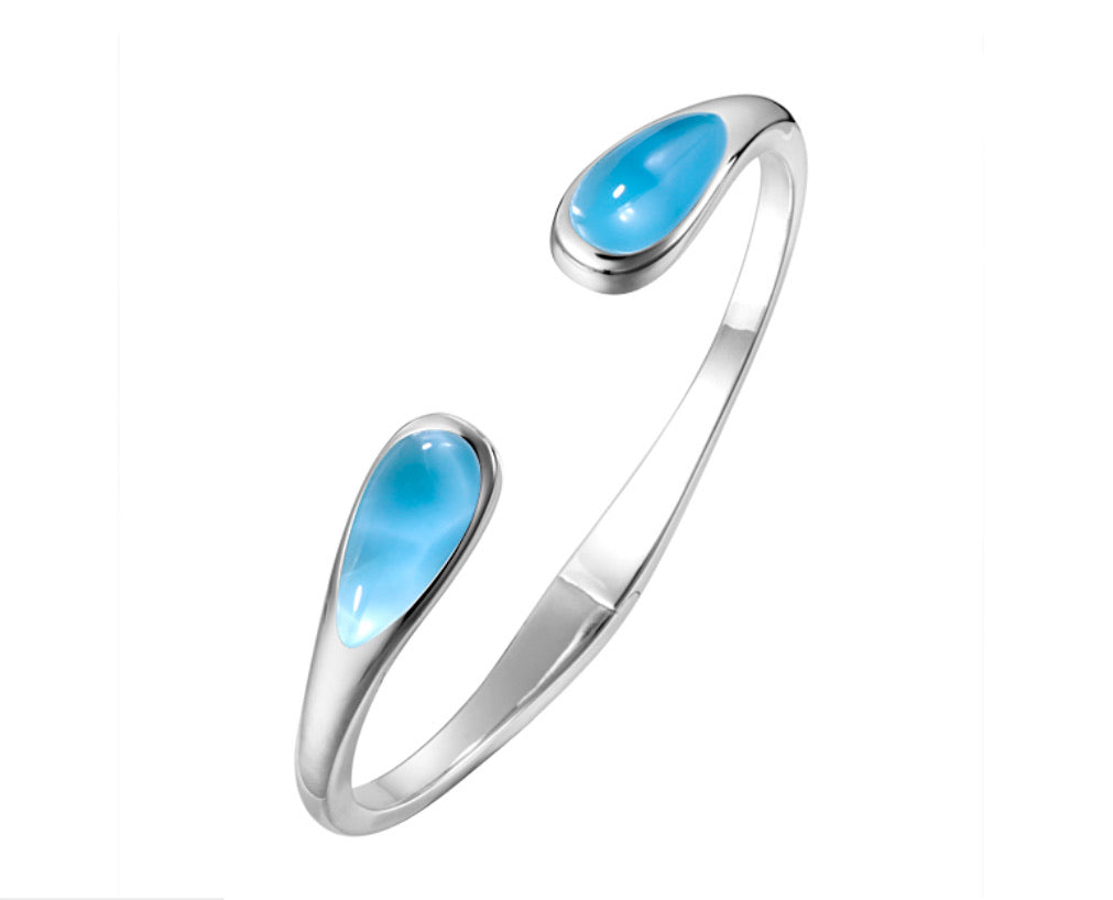 Larimar Tear Drop Cuff Bracelet