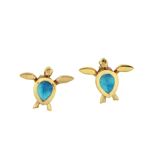 Larimar Turtle Stud Earrings