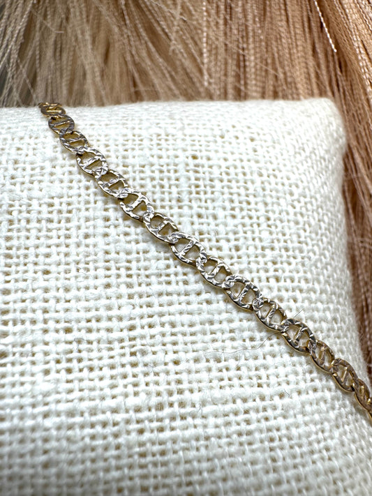 14KY TT 3.50mm Anchor Link Ankle Bracelet