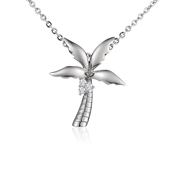 Sterling Silver CZ Palm Tree Pendant