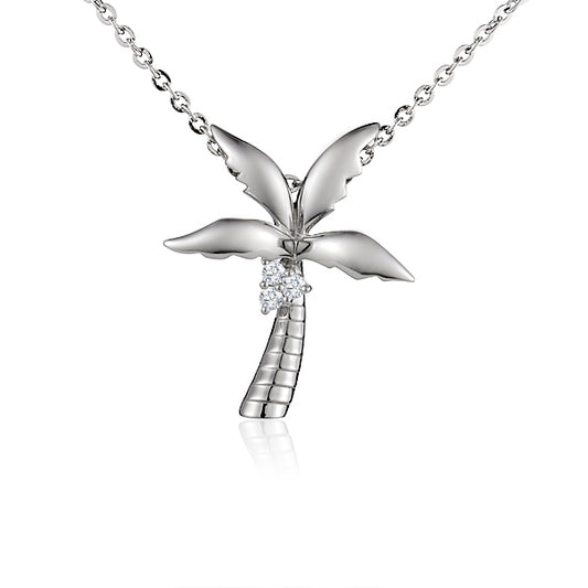 Sterling Silver CZ Palm Tree Pendant