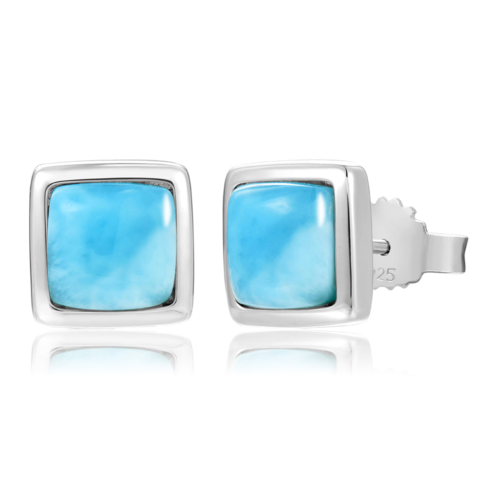 Larimar Square Stud Earrings