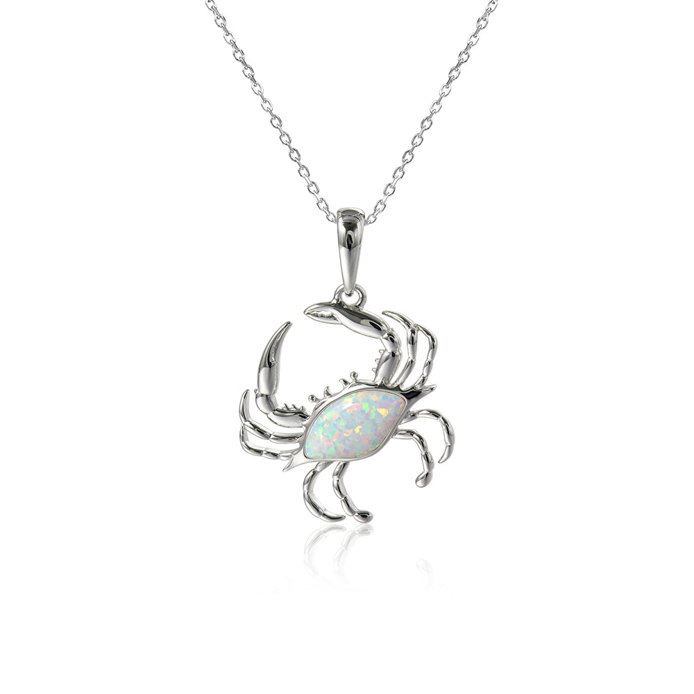 Sterling Silver White Opal Crab pendant