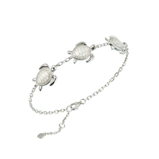 Sterling Silver 3 Turtle station bracelet