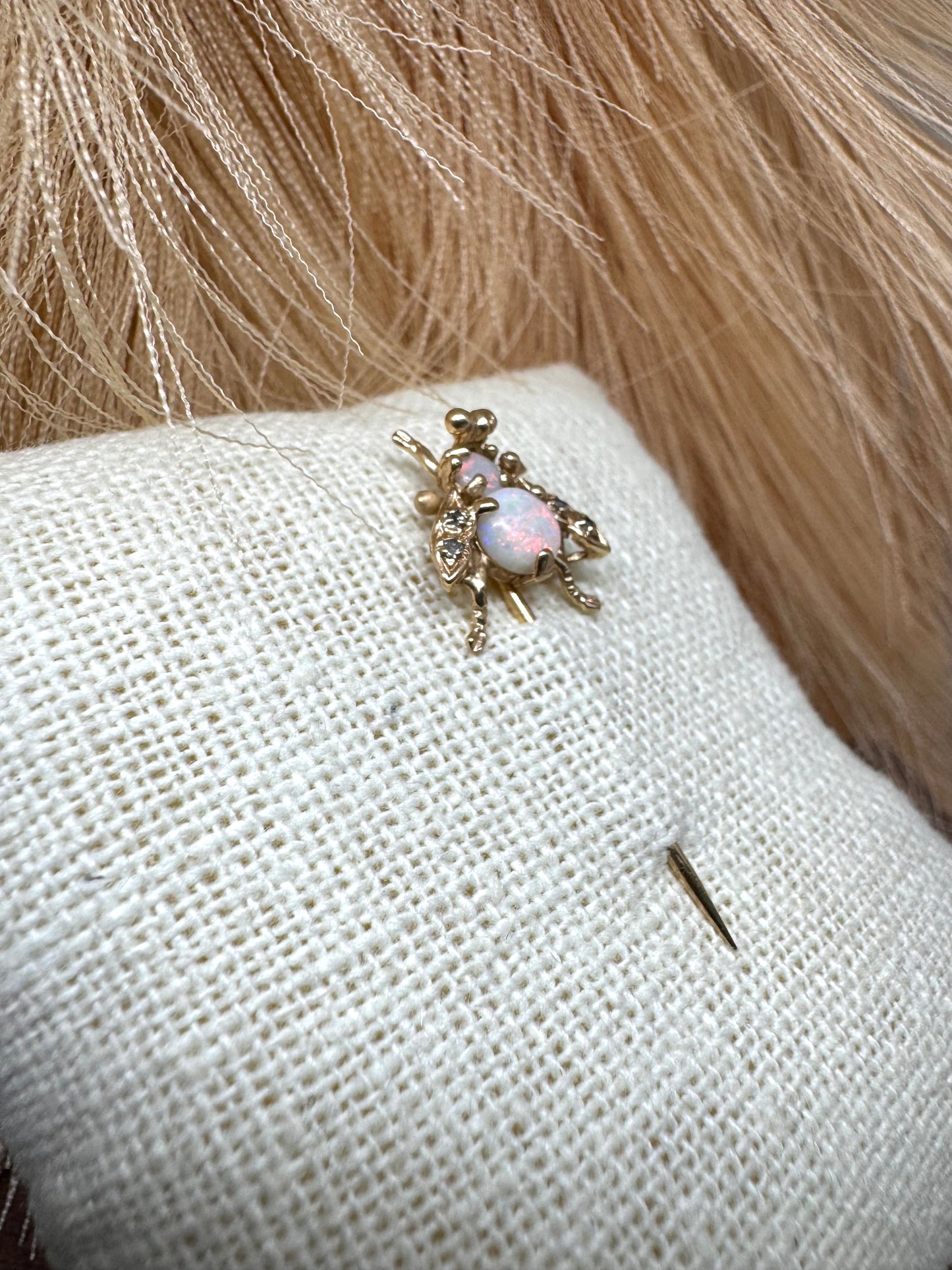 14KY Diamond and Opal Fly pin