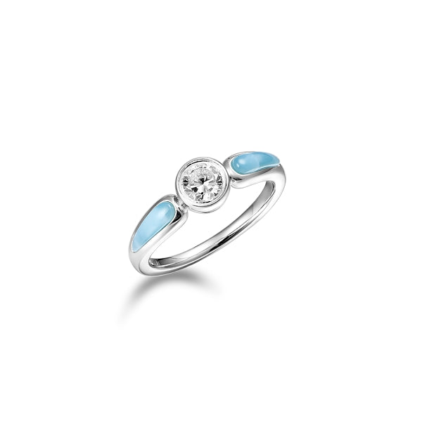 Larimar & Round CZ Band