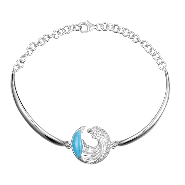 Sterling Silver Larimar Wave Bracelet