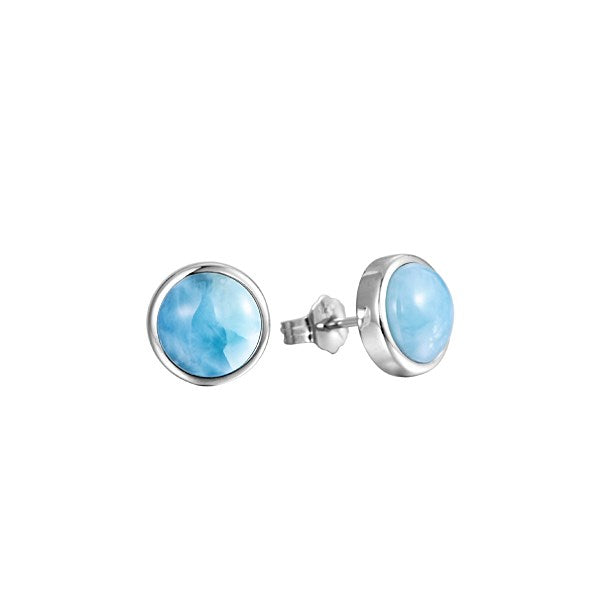 Sterling Silver Larimar stud earring 10mm