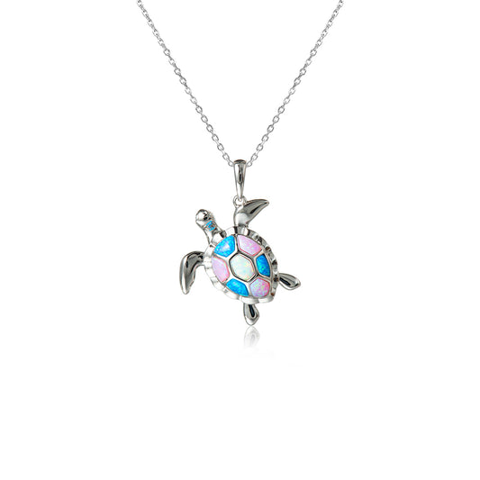 Sterling SilverTri-Color Opal Turtle pendant