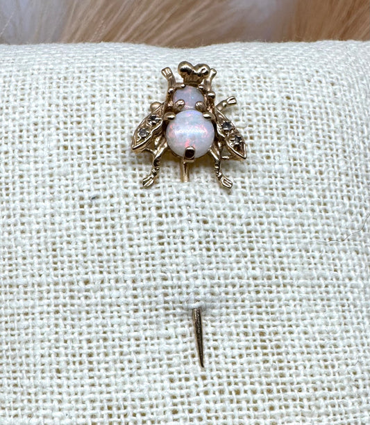 14KY Diamond and Opal Fly pin