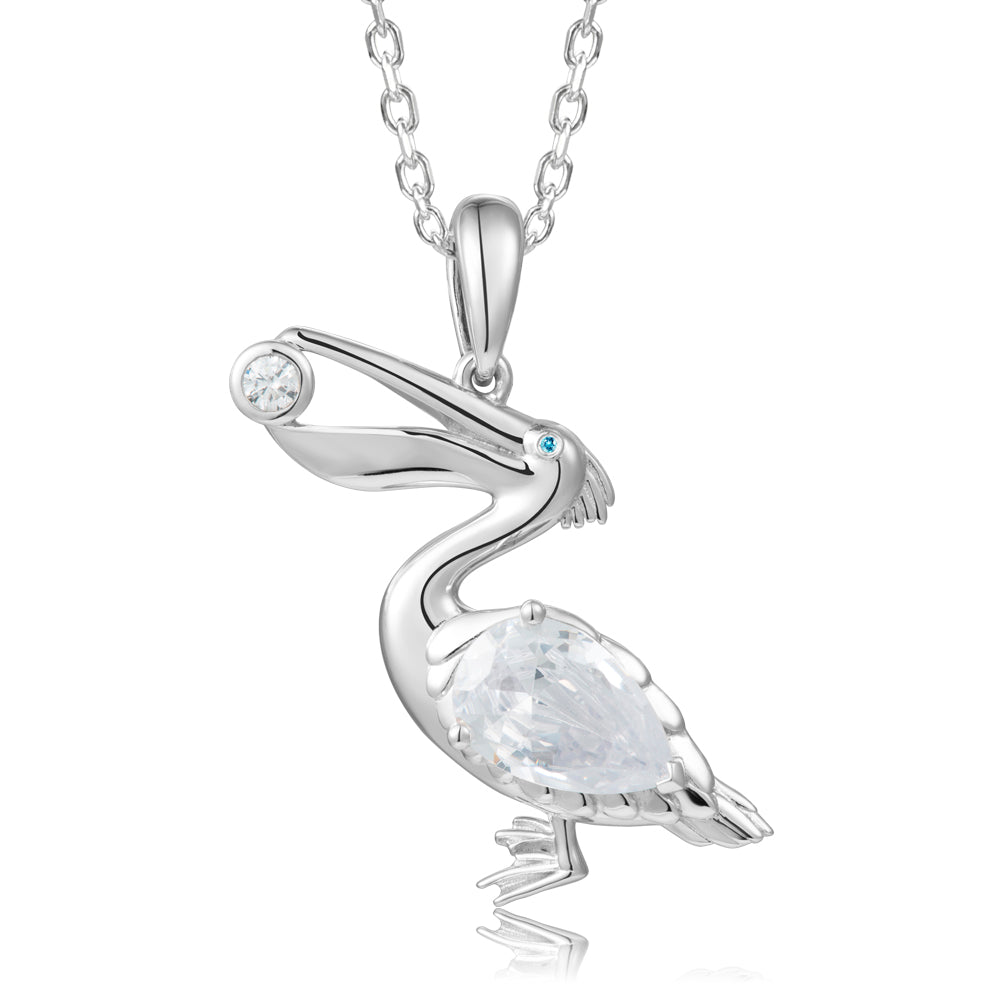 Sterling Silver blue and white Topaz Pelican Pendant