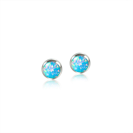 Blue Opal Stud Earrings