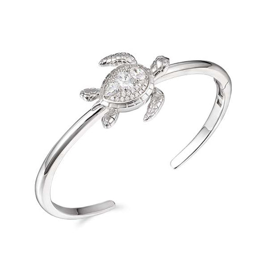 Sterling Silver Blue Topaz Turtle Bangle Bracelet