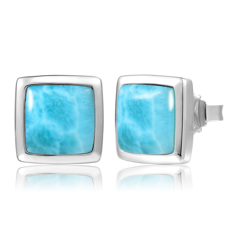 Larimar Square Stud Earrings