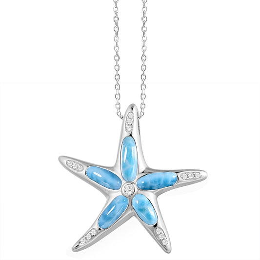 Larimar & Swarovski Starfish Pendant