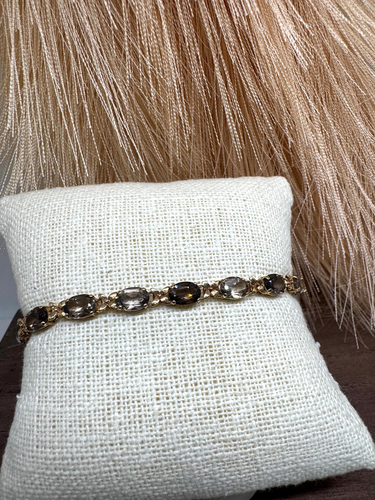 14K Yellow Gold Smokey Topaz 7" Bracelet (7.1g)