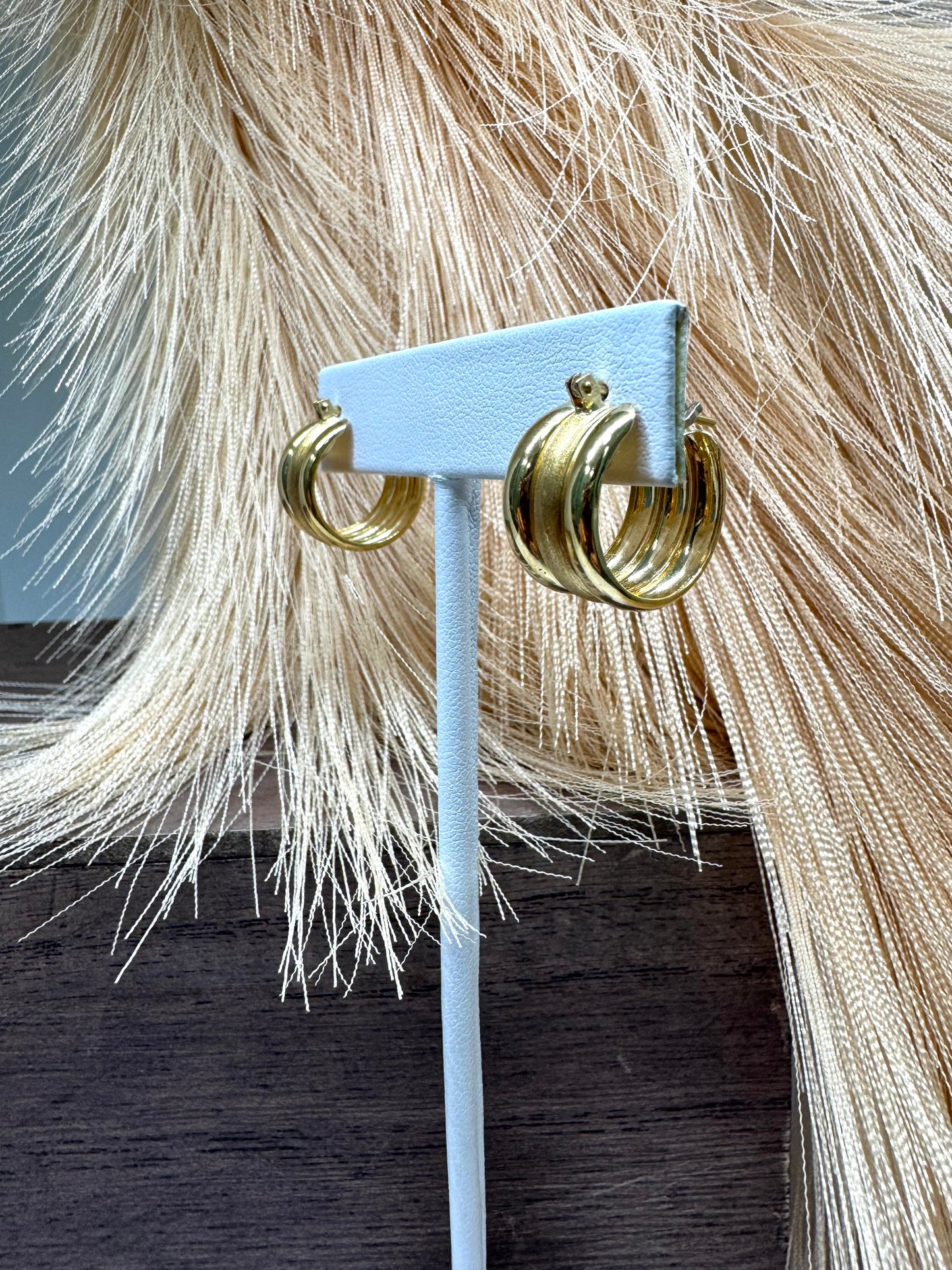 18K Yellow Gold Brush Finish Wide Hoops (4.6g)