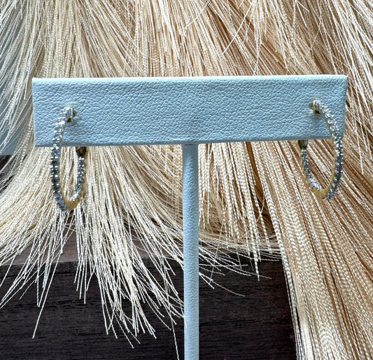 10K Yellow Gold In & Out diamond hoop earrings - 1/2ctw (3.2g)