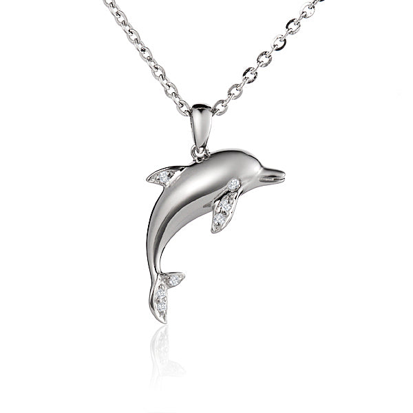 Sterling Silver & Swarovski Crystal Dolphin Pendant