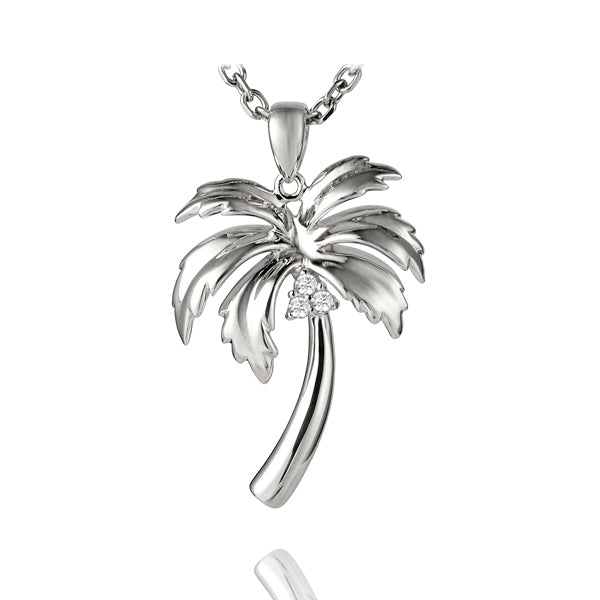 Sterling Silver & Swarovski Crystal Palm Tree Pendant (small)