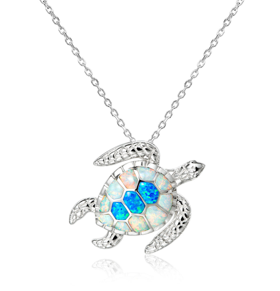 Blue & White Opal Turtle (Large)