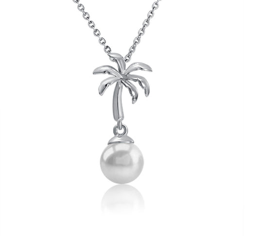 Palm Tree Pearl Pendant