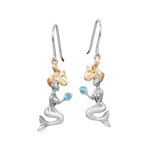 Larimar Mermaid Earrings 14k/Silver