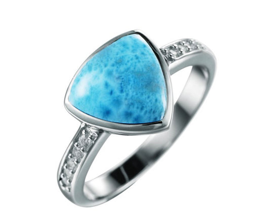 Swarovski & Larimar Trillion Ring