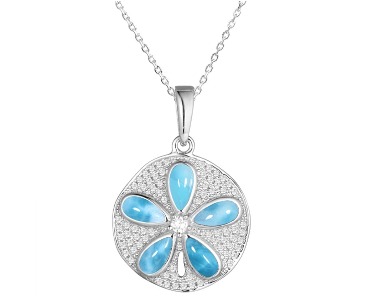 Larimar Sand Dollar Pendant