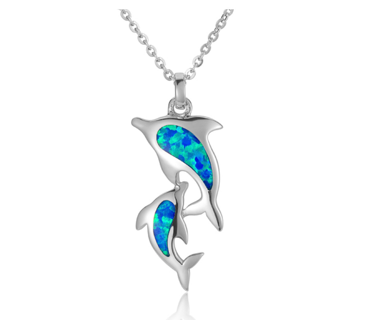 Opal Double Dolphin Pendant