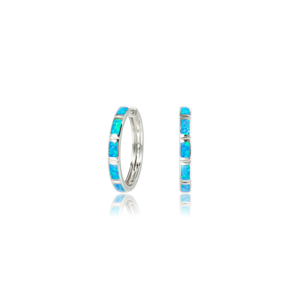 Blue Opal Hoop Earrings