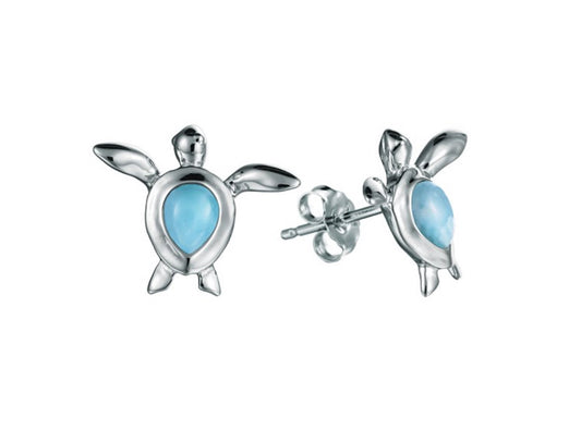 Larimar Turtle Stud Earrings