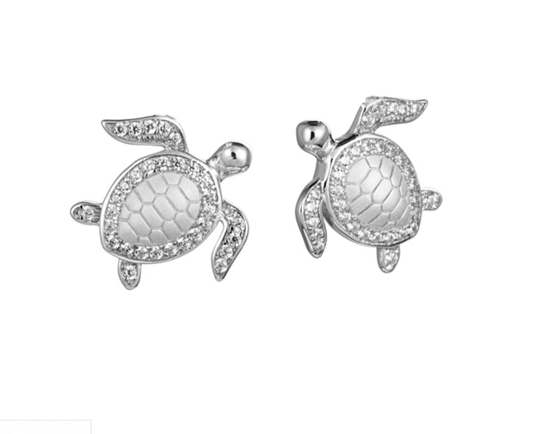 Brushed Turtle Stud Earrings